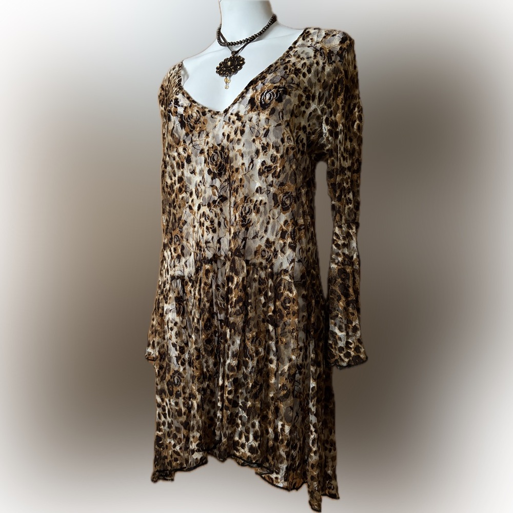 Brown Shear Leopard Print Dress/Top - Picture 3 of 9